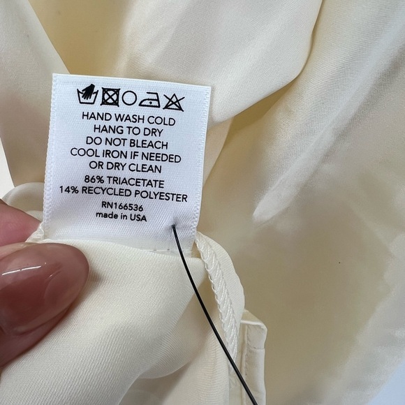 Roari Marna Satin Button Front Structured Shirt Blouse In Bone - Picture 7 of 10